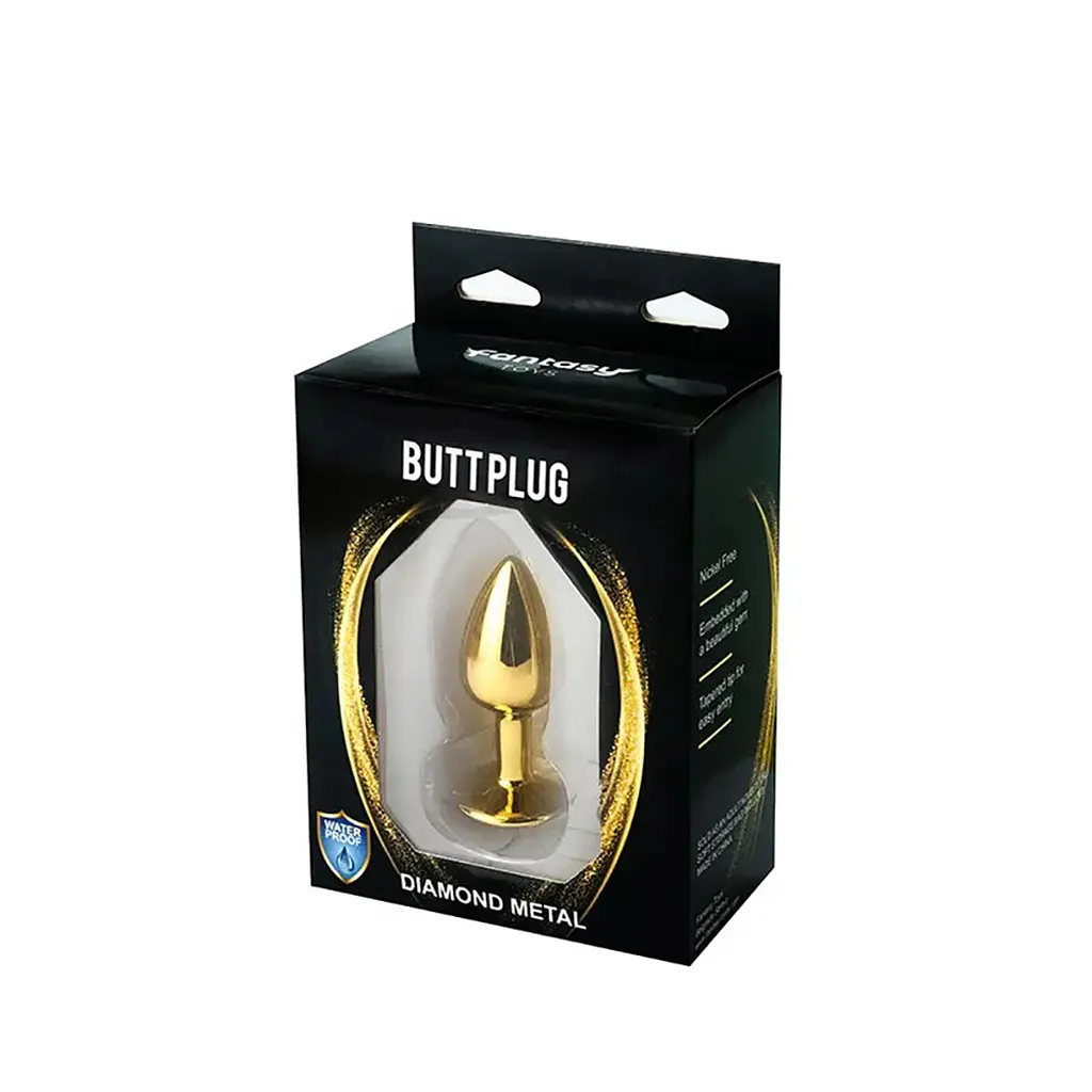 Анальна пробка Fantasy Gold Butt Plug with S 7 см (чорний) - фото 5