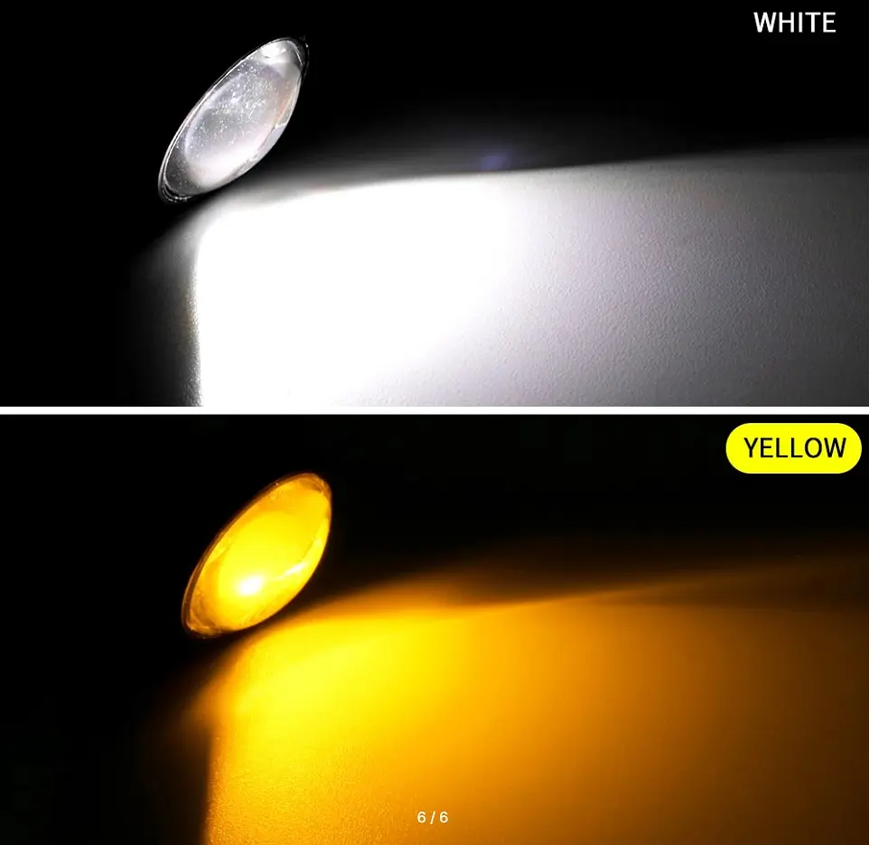 LED Денні ходові вогні ДХО очі врізні D23 мм 3W 12V Білі з Жовтим поворотами 2 шт. - фото 5