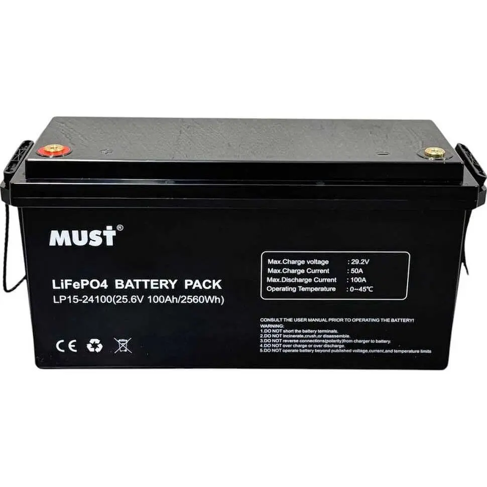 Акумулятор Must LiFePO4 24V (25.6V/100Ah/2560Wh) (LP15-24100) [152306] - фото 2
