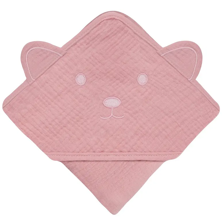 Рушник з капюшоном Lionelo Muslin Hooded Towel Pink Baby 80х80 см - фото 2