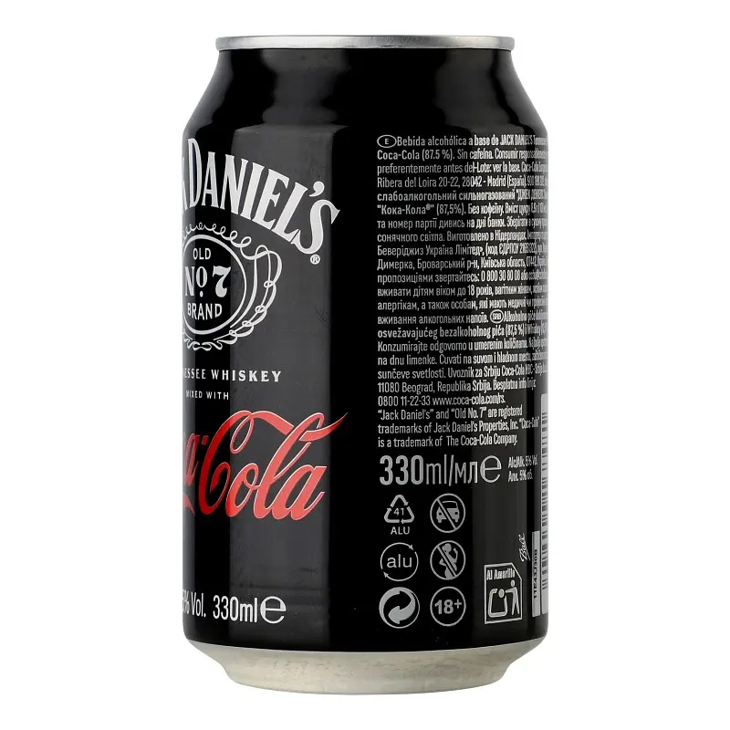 Напиток слабоалкогольный Jack Daniel's Tennessee Whiskey & Coca-Cola 5% 0.33 л (878964) - фото 4