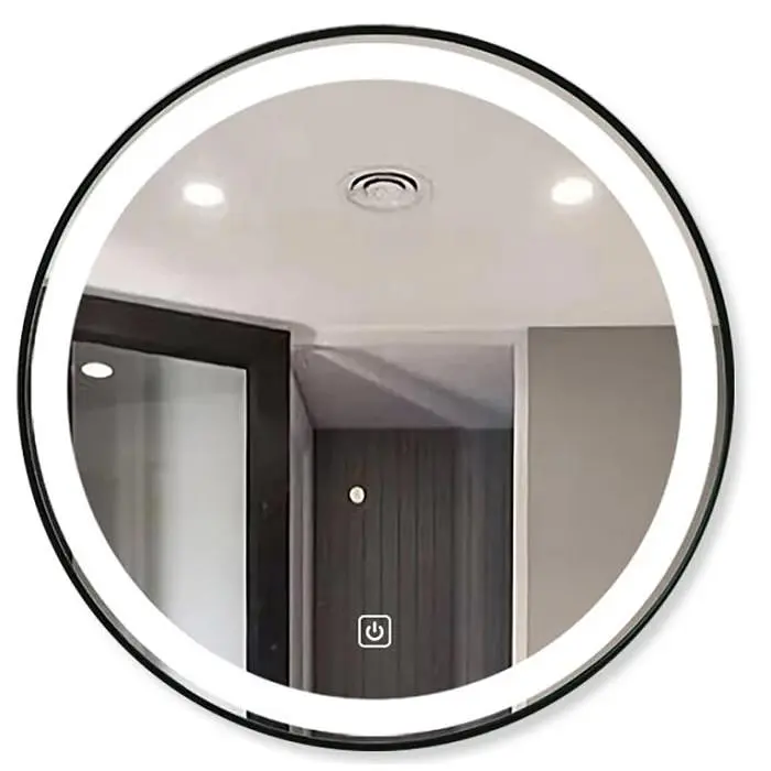 Зеркало Dusel Led DE-M2071D Black кругле 80x80 см сенсорне включення + підігрів+годинник/темп, Чорний - фото 3