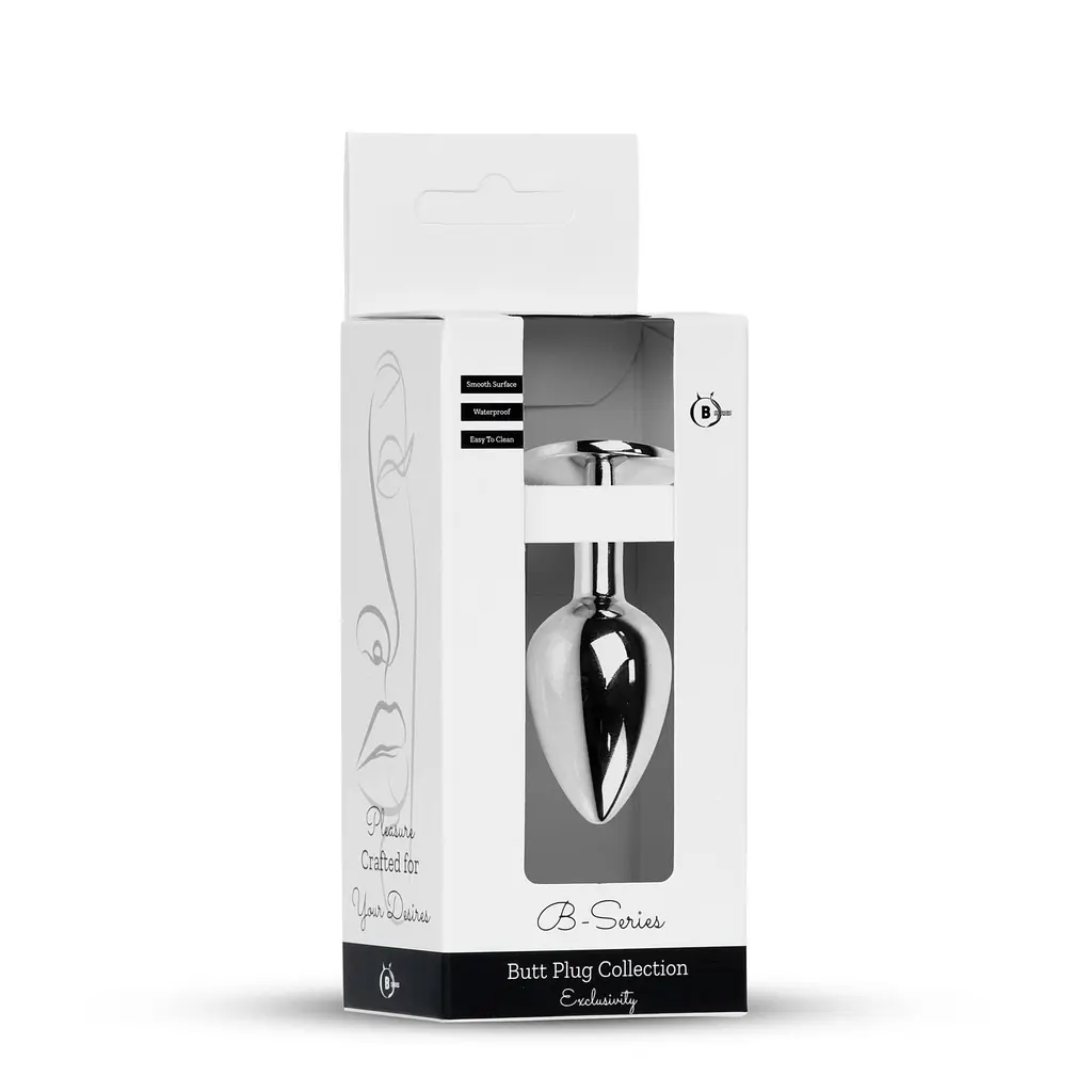 Металева анальна пробка з кристалом Boss Jewellery Silver Plug Dark, 7 см (блакитний) - фото 8
