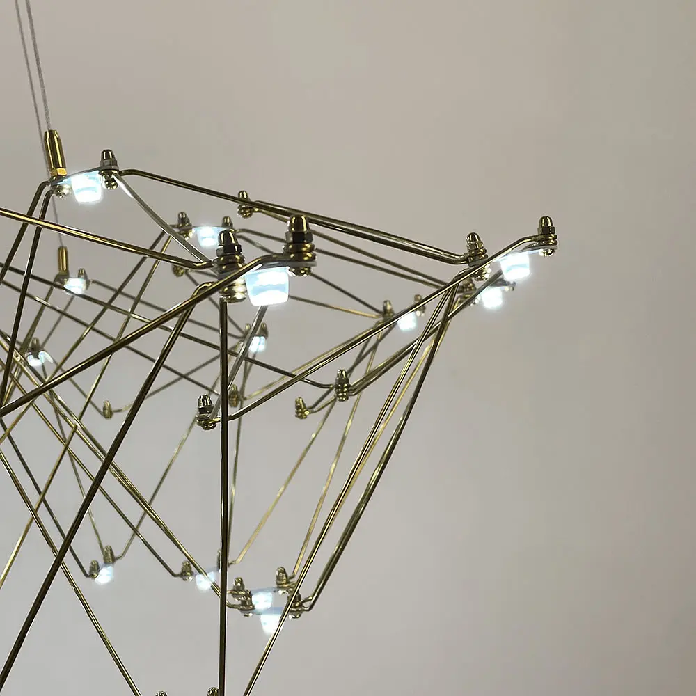 Невесомая золотая люстра Ø 80 см Ст. MJ 206-800 Titanium | Line F - фото 2