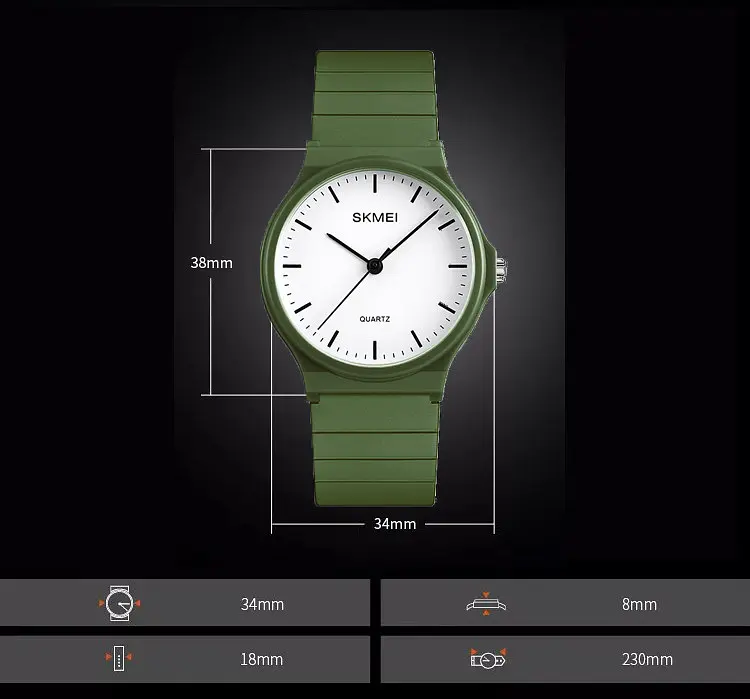 Наручний годинник жіночий Skmei 1419 Army Green, 1419AG (18414) - фото 6