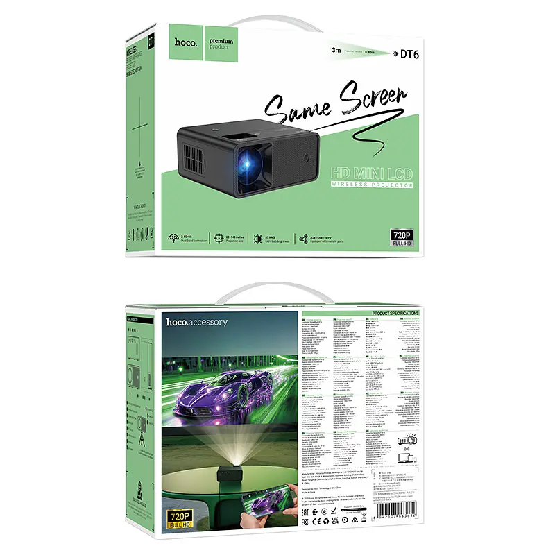 Проектор HOCO DT6 wireless projector (720P same screen version) (EU) - фото 2