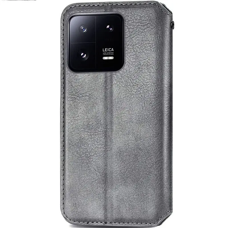 Кожаный чехол-книжка GETMAN Cubic (PU) для Xiaomi 13 Pro Серый - фото 2