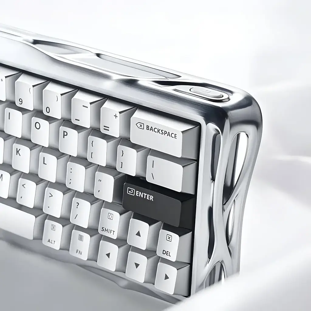 Игровая проводная магнитная клавиатура GravaStar Mercury V60 Pro Deluxe Edition / Magnetic GravaStar UFO Switch / with Keycap Set / Chrome Silver - фото 3