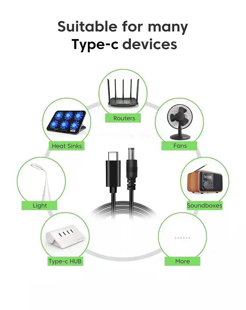 Кабель для заряджання Ноутбука від Повербанка USB type C DC 65W з Набіром перехідників Провід для Ноутбука Шнур - фото 7