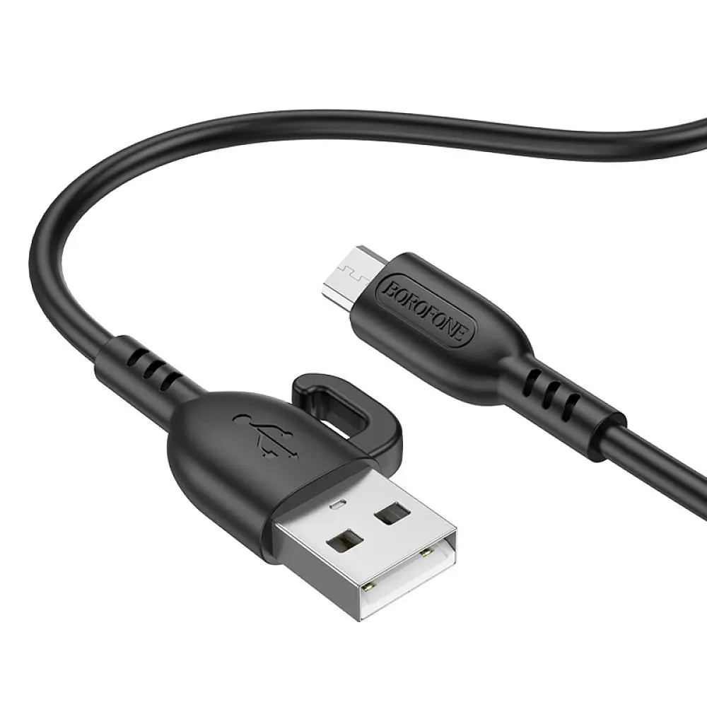 Кабель для заряджання з гачком USB Borofone BX91 USB-MicroUSB 2.4A 1 м Black - фото 2