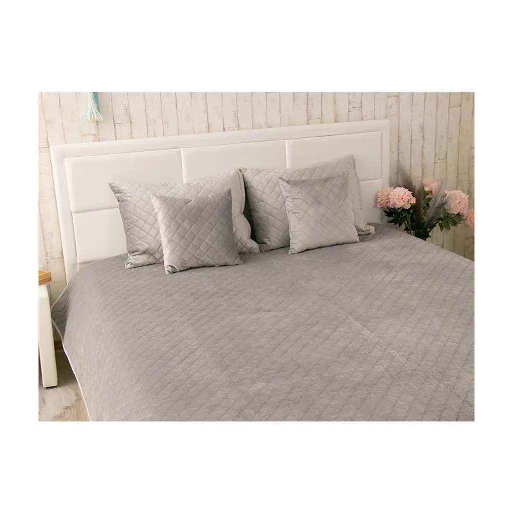 Покривало Руно двостороннє декоративне Velour Grey ромб 220х240 см (330.55_Grey ромб) - фото 7