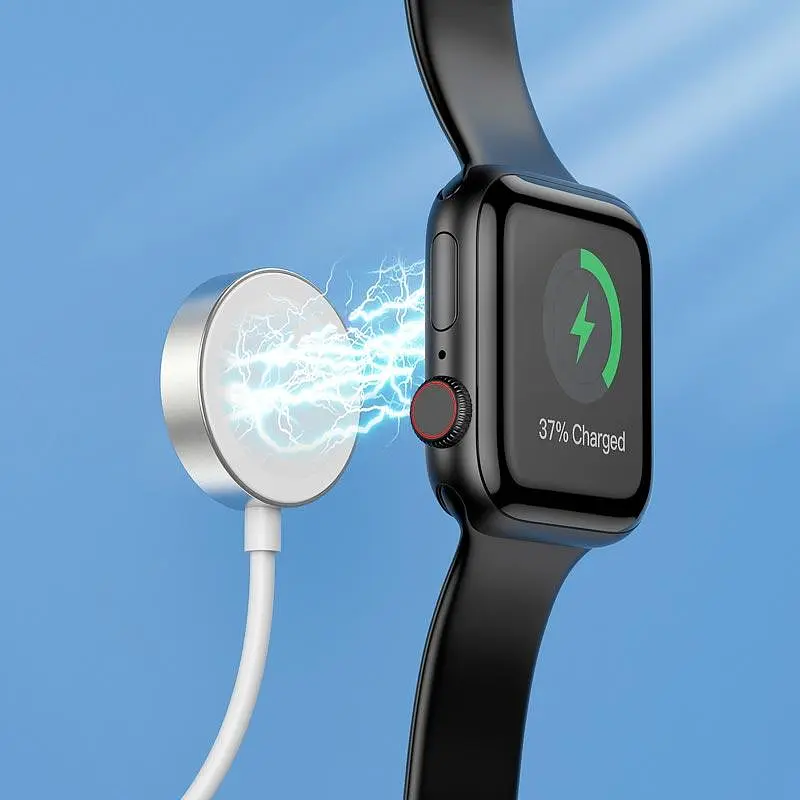 Зарядка магнитный кабель HOCO CW39 Wireless charger USB для iWatch 1 - 7 / SE белая - фото 7