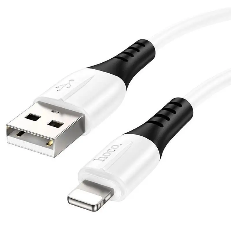 Кабель Hoco X82 USB to iP 2.4A 1 м silicone silicone connectors белый - фото 3