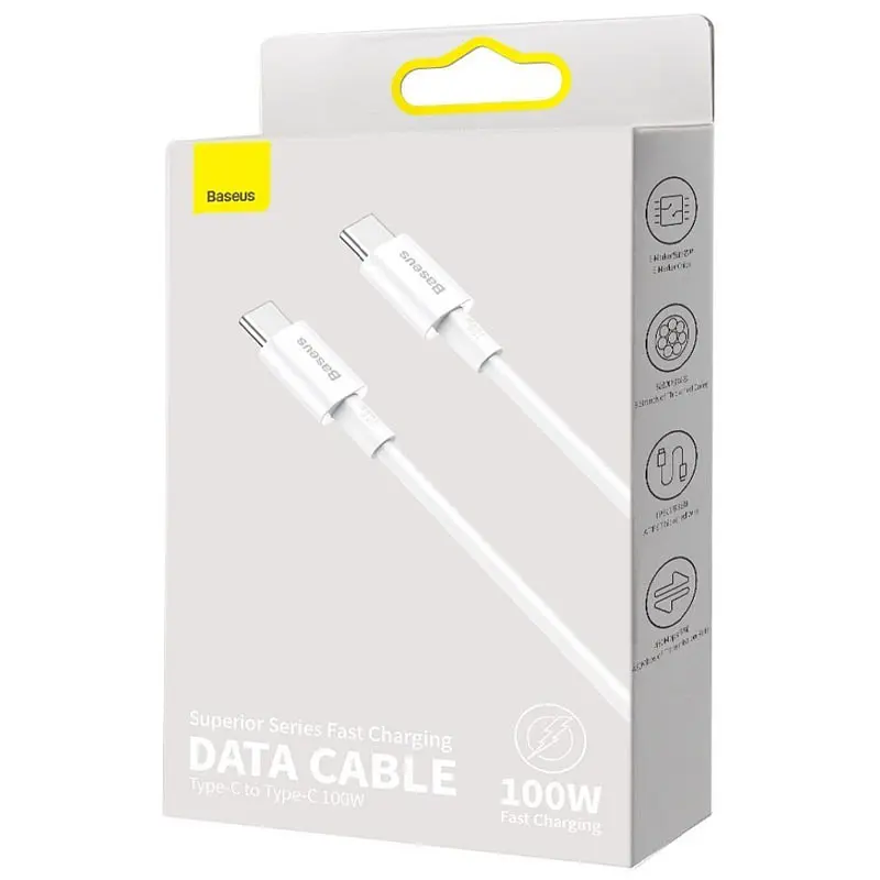 Дата кабель Baseus Superior Series Fast Charging Type-C to Type-C PD 100W (1m) (CATYS-B) Білий - фото 5