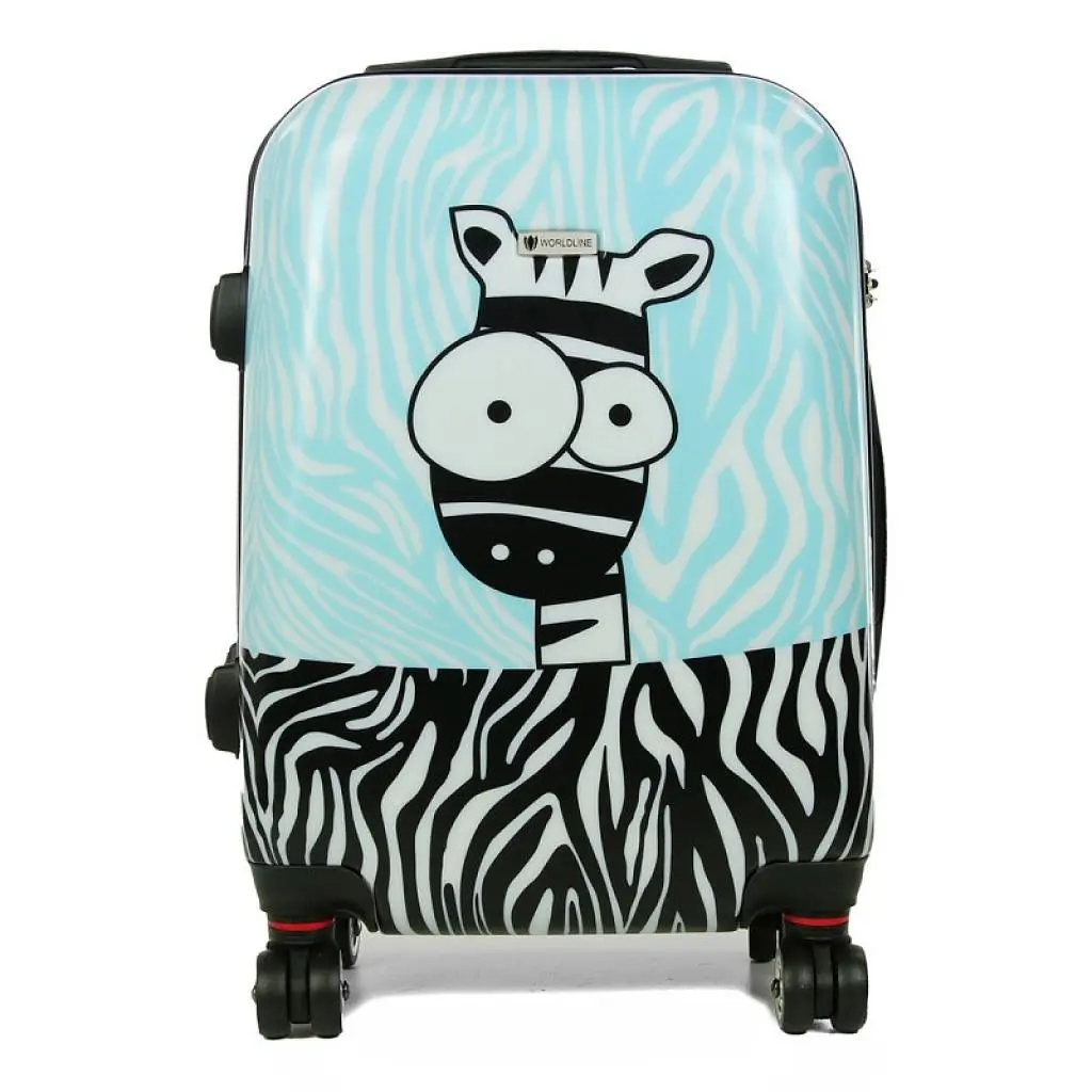 Валіза маленька Worldline Airtex 809 Zebra полікарбонат 55×39×20 см 35 л Блакитна - фото 6