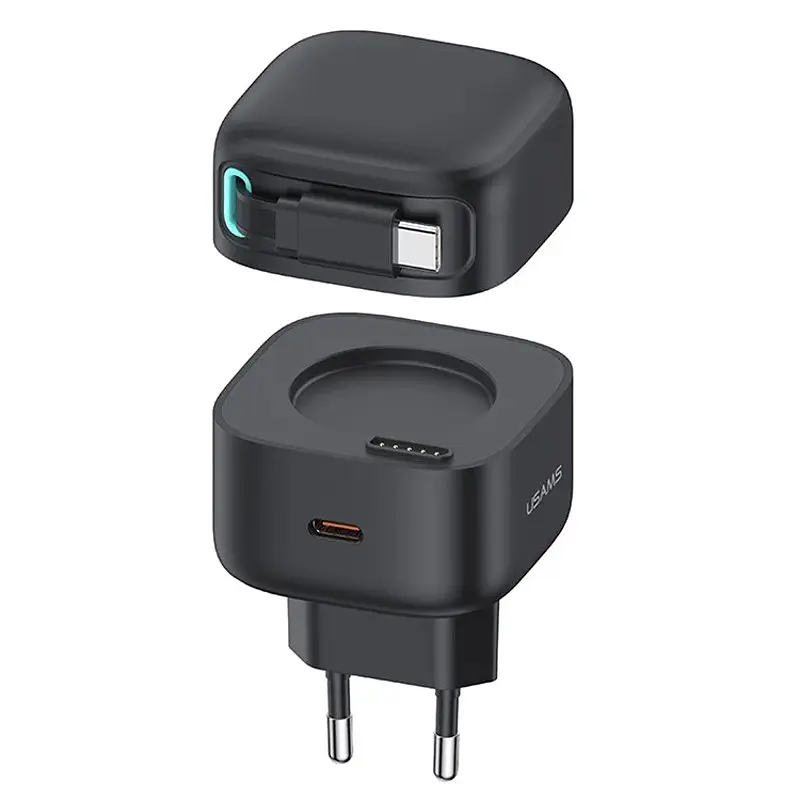 МЗП US-CC202 GaN With Type-C Magnetic Retractable Cable Module XMF Ser. 35W (2USB-C) Black Usams teh0029652 - фото 2