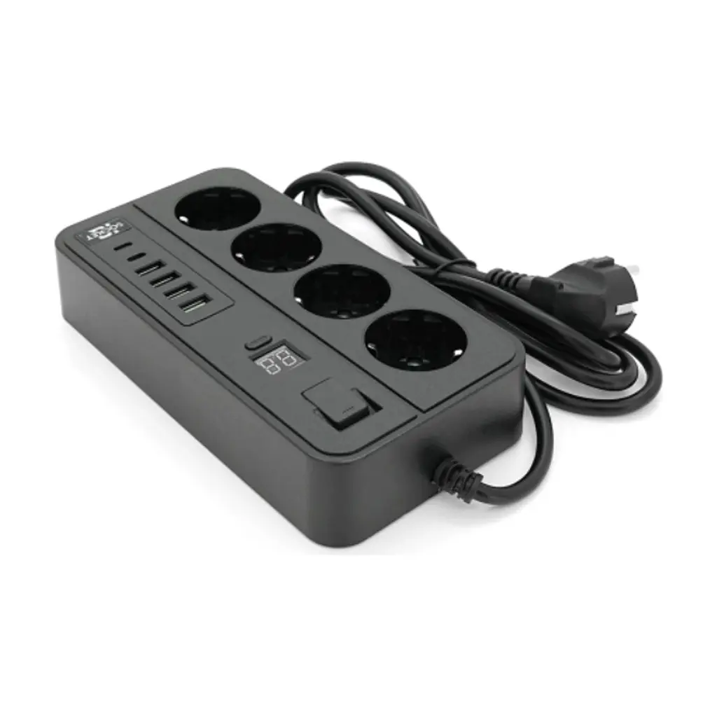 Мережевий фільтр живлення Voltronic G13H, 3000W, 4 роз, 4USB 3,2А, 2 Type-C, 2м Black (YT-G13H) - фото 4