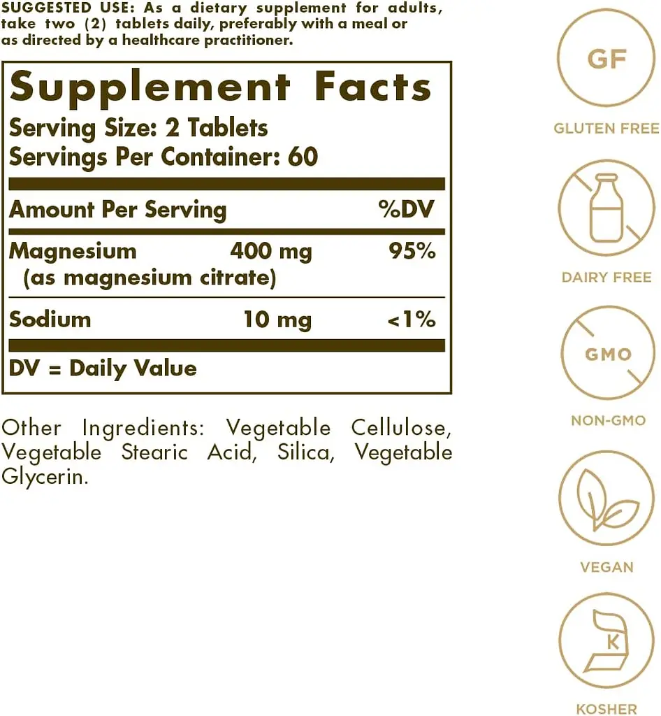 Магній Цитрат Magnesium Citrate 200 мг - 120 таблеток - фото 2