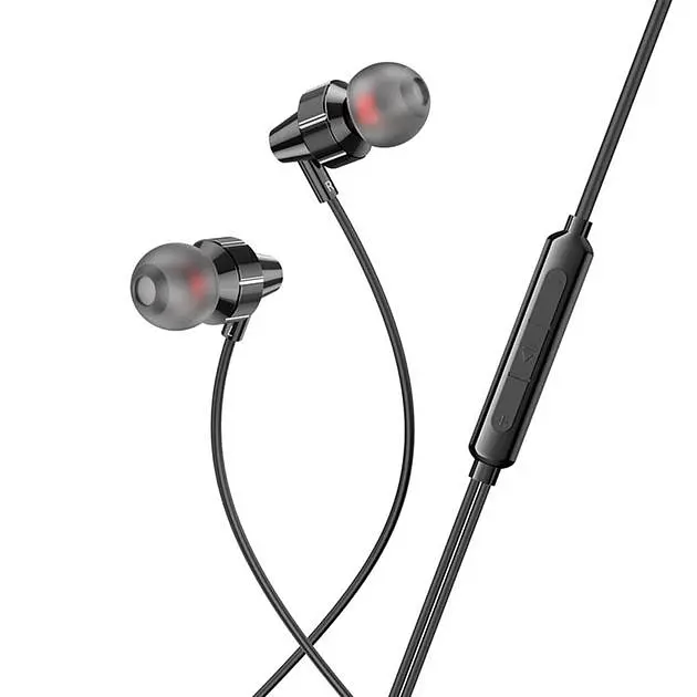 Провідні вакуумні навушники Hoco M90 Delight wired digital earphone with microphone, 3.5mm, 1.2m, black - фото 2
