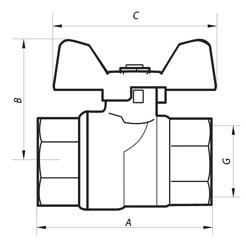 Кран кульовий Nolf NF.712 - 3/4" FF ГГМ Yellow, ручка "метелик" жовта NF2946 - фото 2