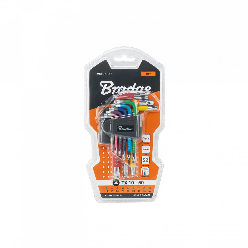 Набір ключів Bradas TORX, TX 10-50 9 шт короткі (DIY-HKT42-SH/B) - фото 2