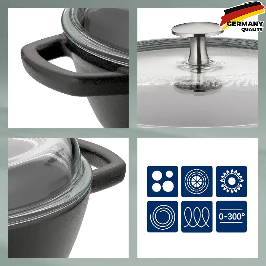 Сотейник Kela Calido чавунний з кришкою 28 см 3.8 л чорний (12466) - фото 2