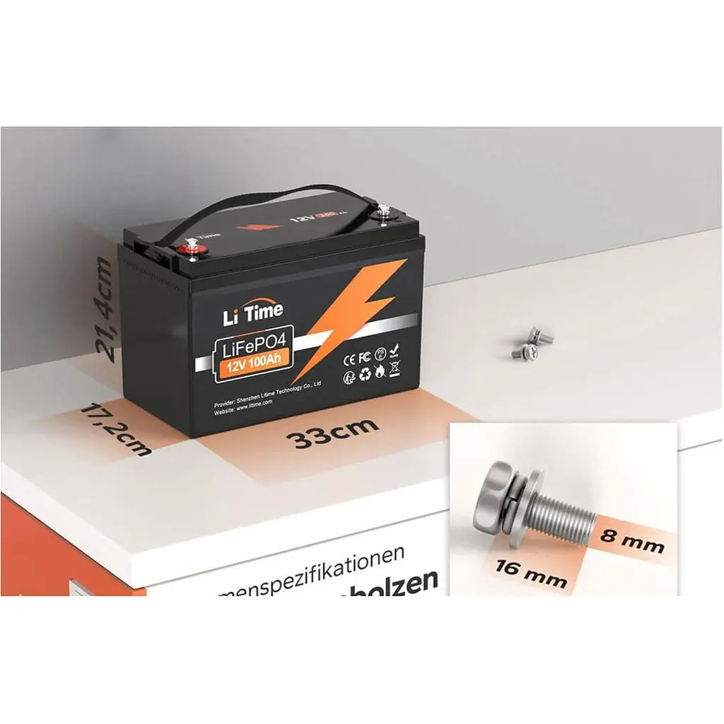 Акумулятор Li Time LiFePO4 12V [12.8V/100Ah/1280Wh] [123755] - фото 6