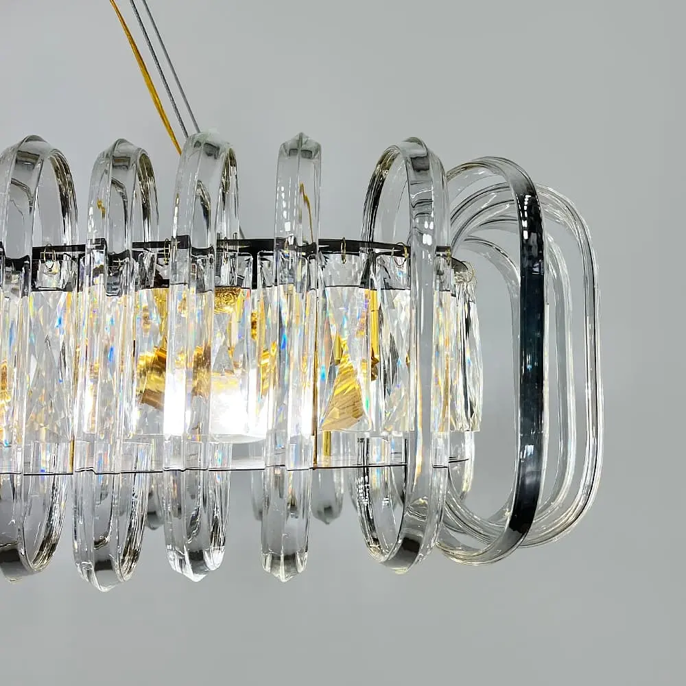 Унікальна підвісна видовжена люстра 100х23х32 см | Line F | Арт. D3008-L1000 GD+CL - фото 5