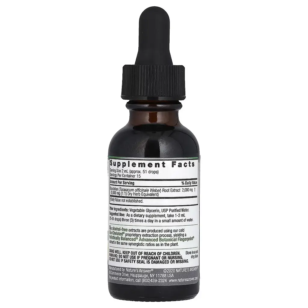 Екстракт кореня кульбаби Nature's Answer Dandelion Root Fluid Extract Alcohol Free 2000 мг 30 мл - фото 2