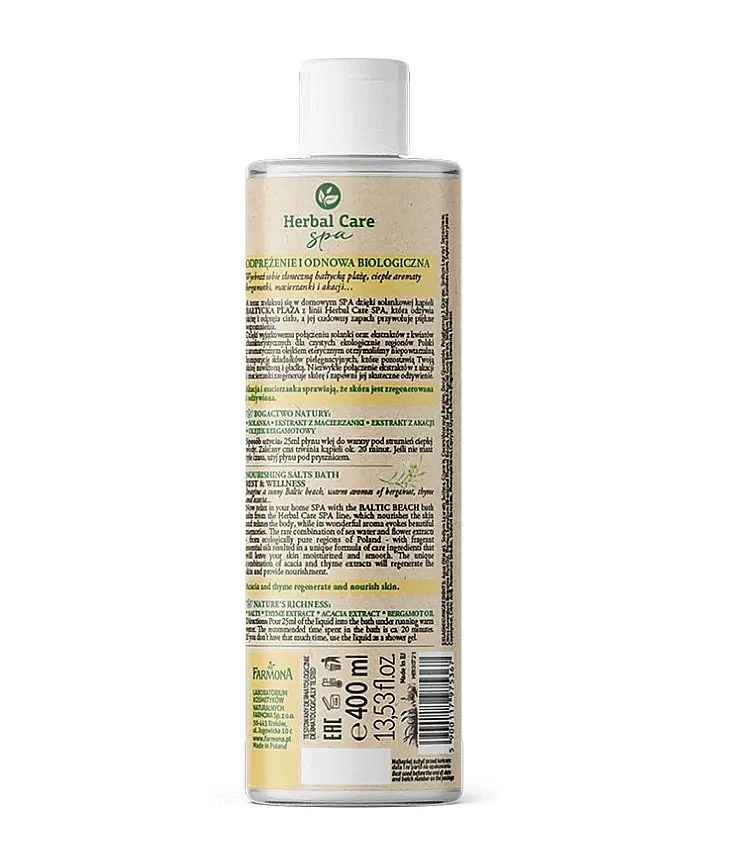 Живильна соляна рідина для ванни з олією берамоту Herbal Care Spa Farmona 400 мл - фото 2