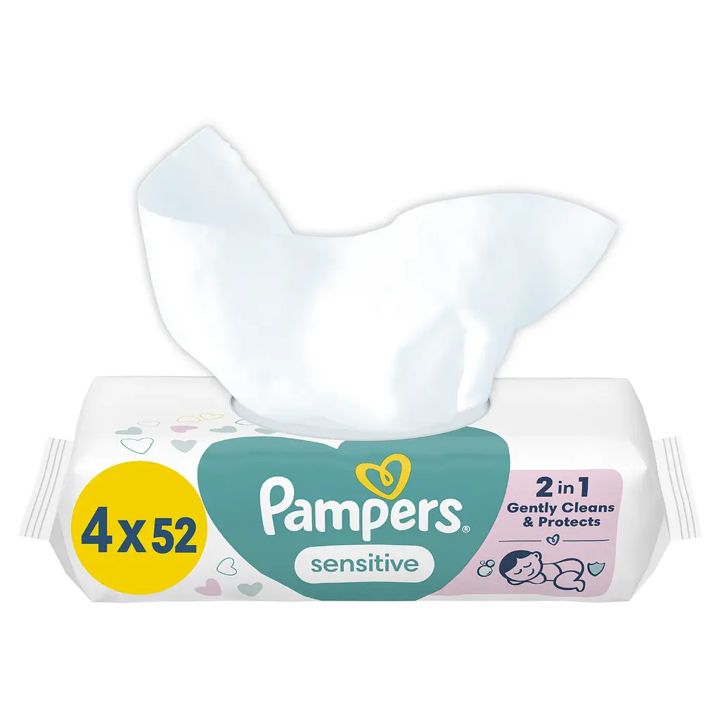 Дитячі вологі серветки Pampers Sensitive 208 шт. - фото 2