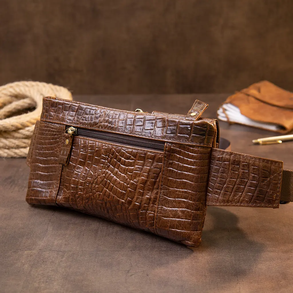 Чоловіча шкіряна бананка Vintage 22,8х13,3х2 см sum0013946 - фото 6