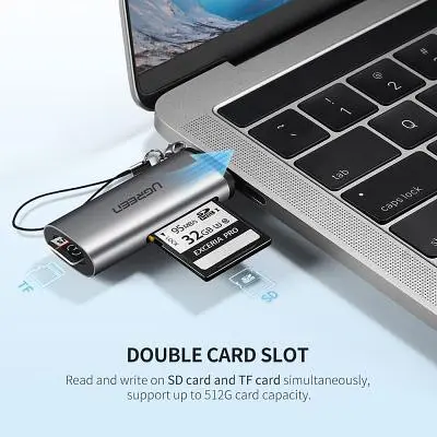 Считыватель флэш-карт Ugreen USB Type-C 3.1 to TF/SD CM184 Gray (50704) - фото 2