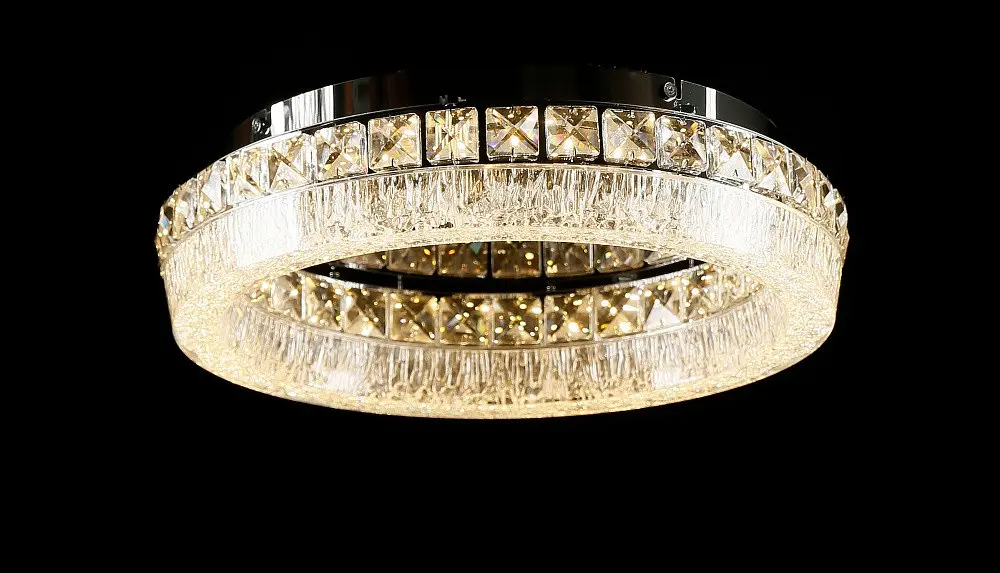 Хромована стельова люстра світлодіодна Splendid Ray L3455/400/1 LED (Chrome), 40 см з кришталевим декором - фото 3
