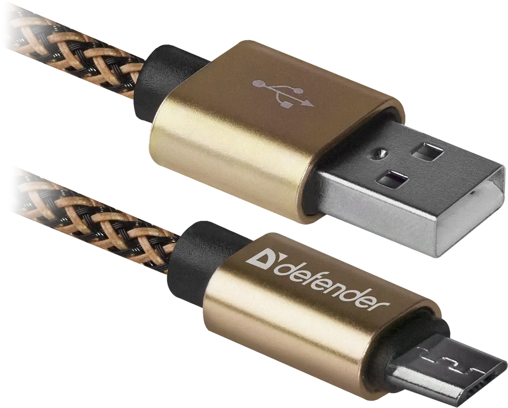 Кабель USB AM-micro BM, 1.0м, золотистый, 08-03T PRO Defender - фото 2