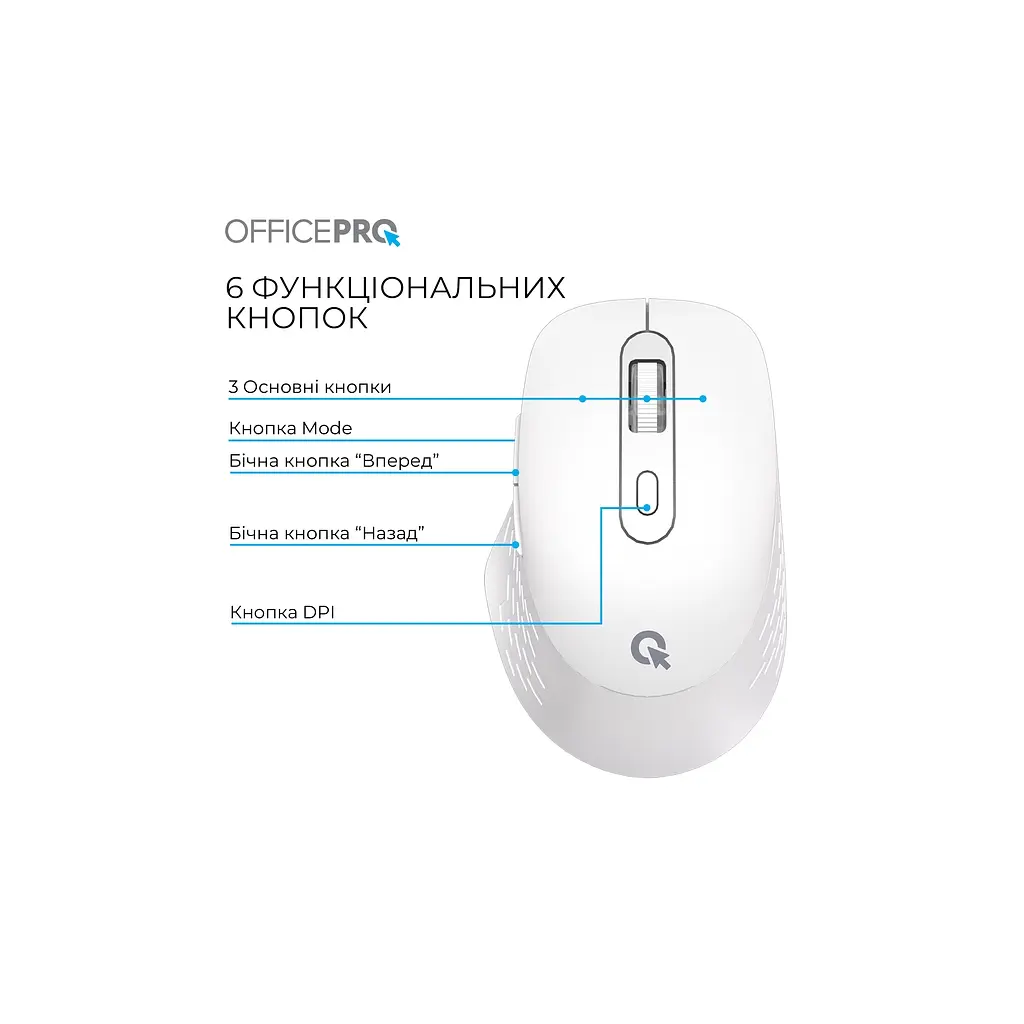 Мишка OfficePro M265W Wireless/Bluetooth Silent Click White (M265W) - фото 10