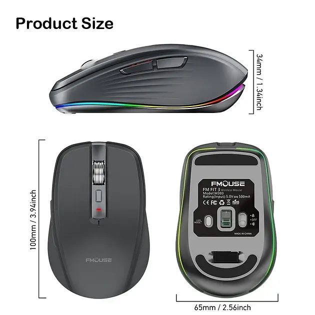 Мишка бездротова FM FIT-3 USB+Bluetooth з RGB-підсвіткою на акумуляторі - фото 2