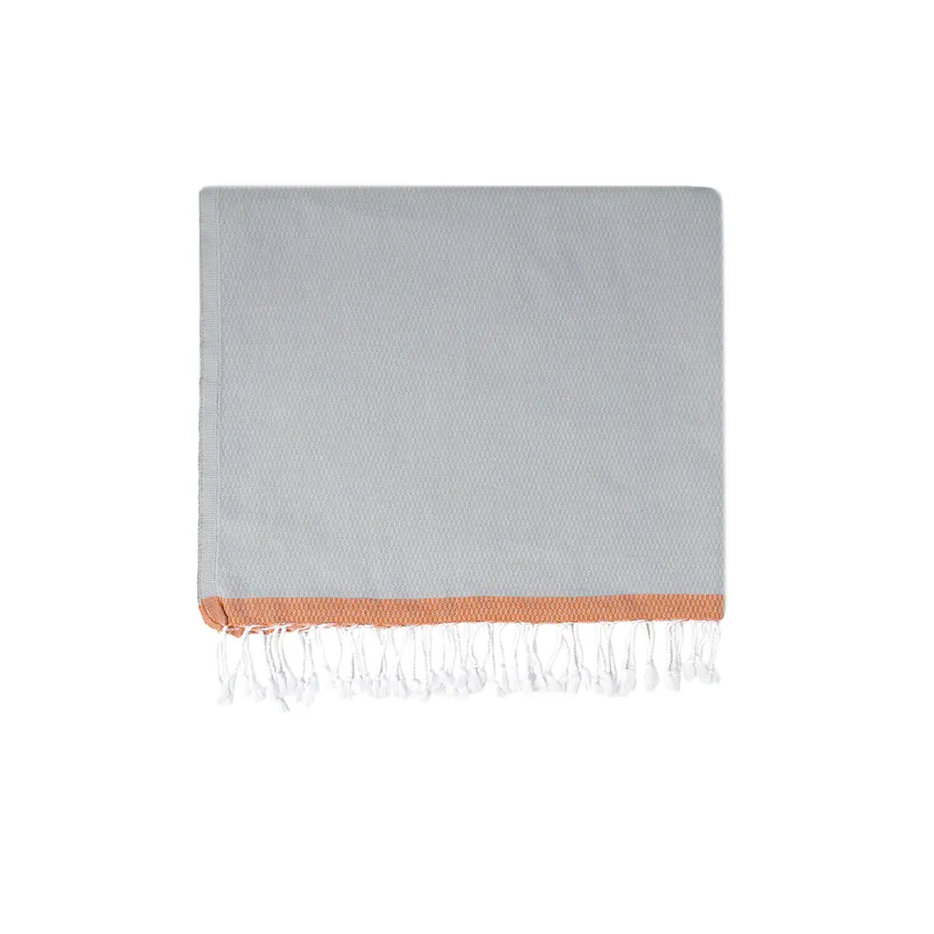 Полотенце Barine Pestemal - Basak 95x165 Light Grey-Orange серый-оранжевый - фото 2