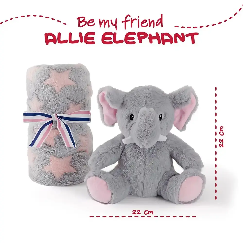 Плед Perletti Toys Allie Elephant з м'якою іграшкою 120x80 см сірий/рожевий (P13068) - фото 4