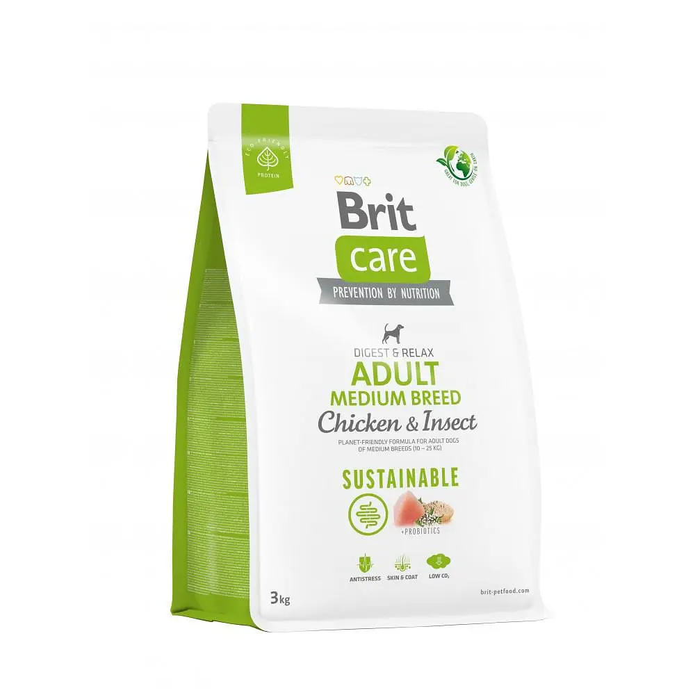 Сухий корм Brit Care Dog Sustainable Adult Medium Breed для собак середніх порід, з куркою та комахами 3 кг (арт.172176/558698)