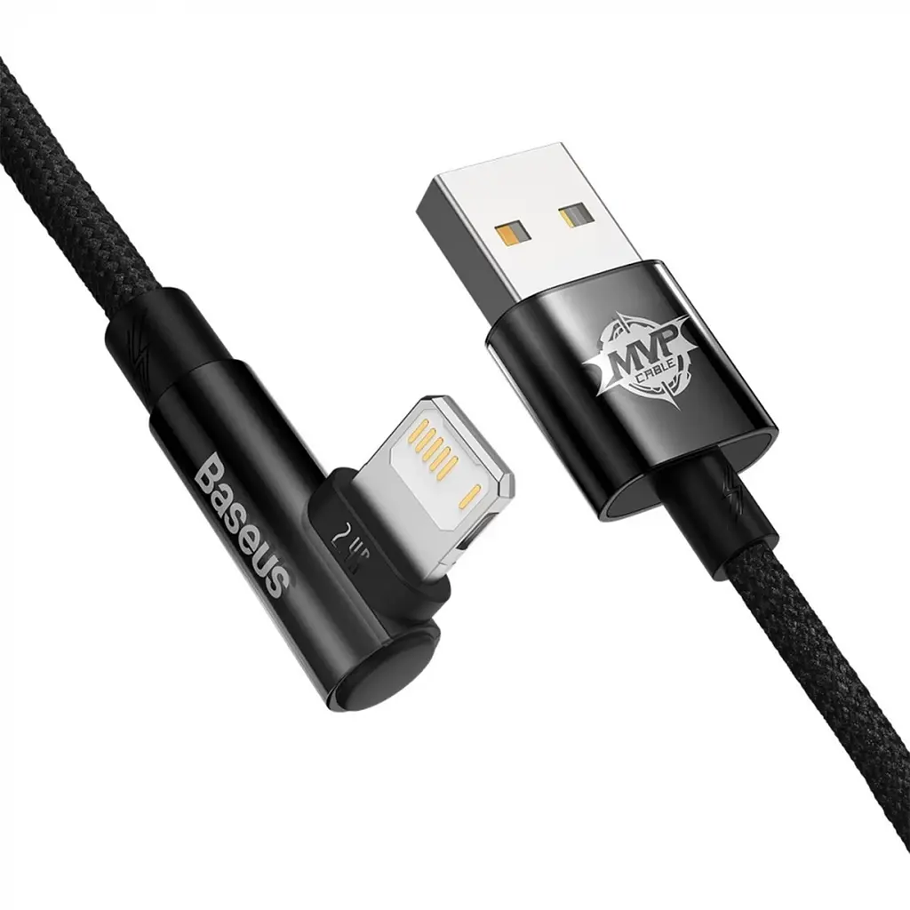 Кабель Baseus MVP 2 Elbow-shaped Fast Charging Data Cable USB to Lightning 2.4A 1m CAVP000001 Black - фото 3
