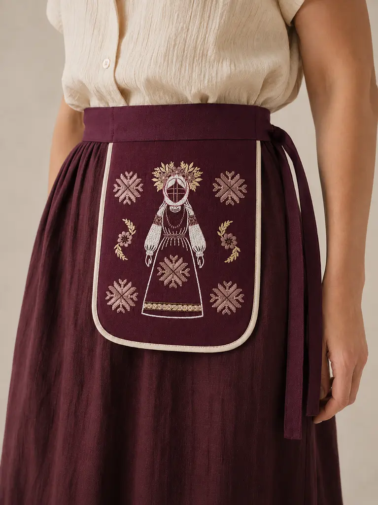 Ладунка Мотанка бордова, кишенька з вишивкою, гаман жіночий - фото 4
