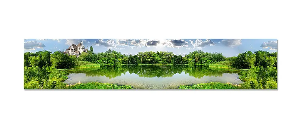 Вініловий кухонний фартух Літнє Озеро наклейка для кухні ПВХ Природа Зелений Happy Pocket Z181895 - фото 7