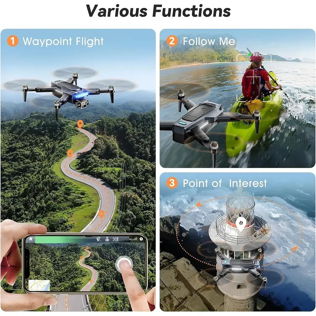 GPS-дрон HYTOBP P17PRO с бесщеточным двигателем 5G Transmission 3 батареи для взрослых с камерами 4K до 249 г - фото 8