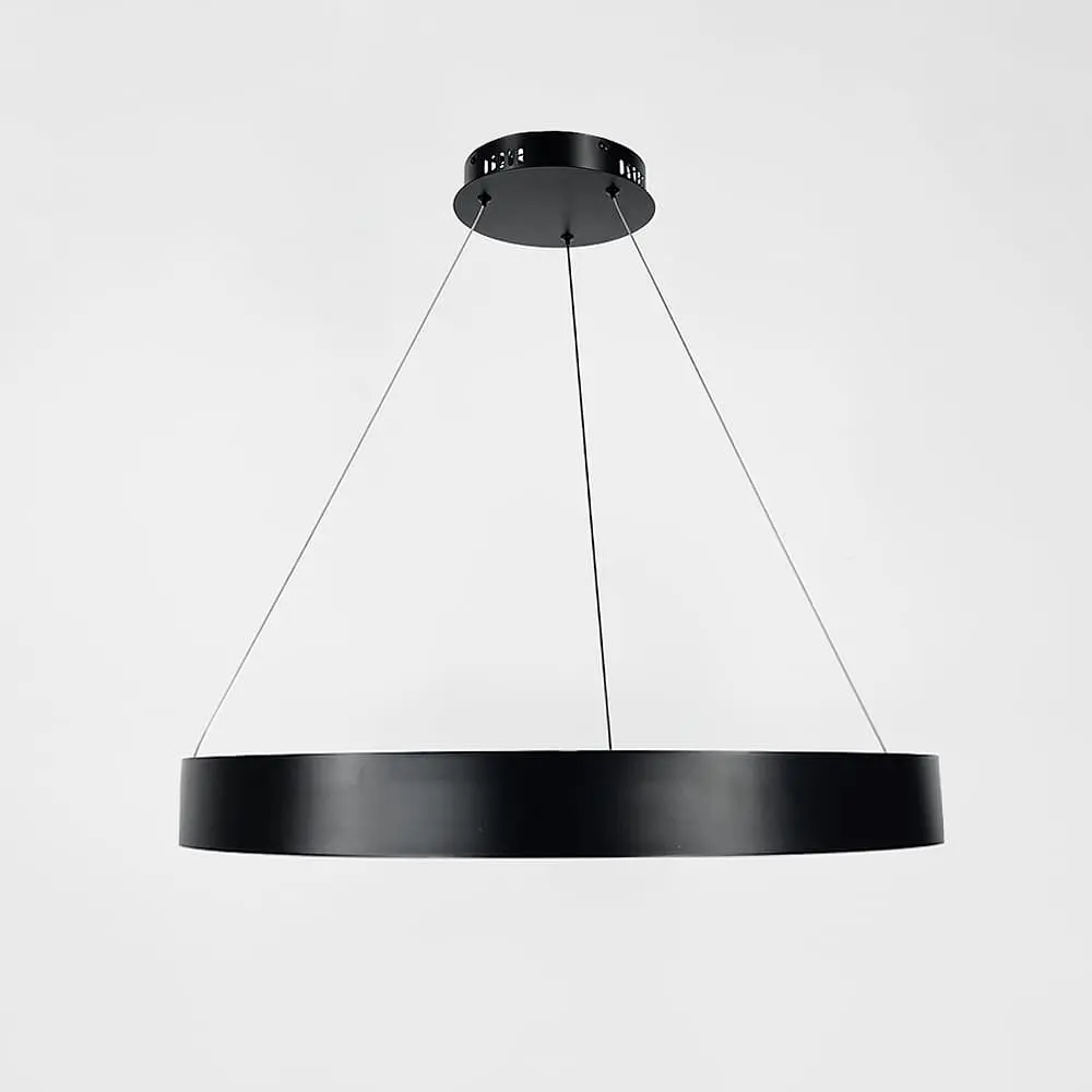 Подвесная кольцевая люстра в черном каркасе Ø 80 см Line F | Ст. MJ262-800 BK - фото 4