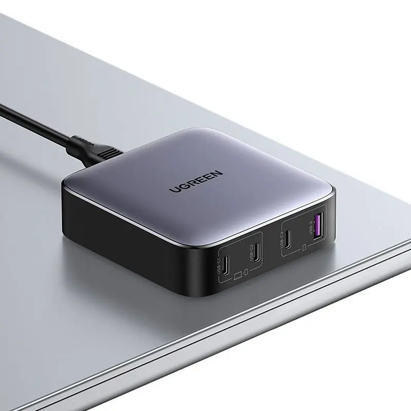Зарядний пристрій 4xUSB 100W (3хUSB-C+USB-A) Gan Nexode чорний CD328 Ugreen Desktop Fast Charger - фото 3