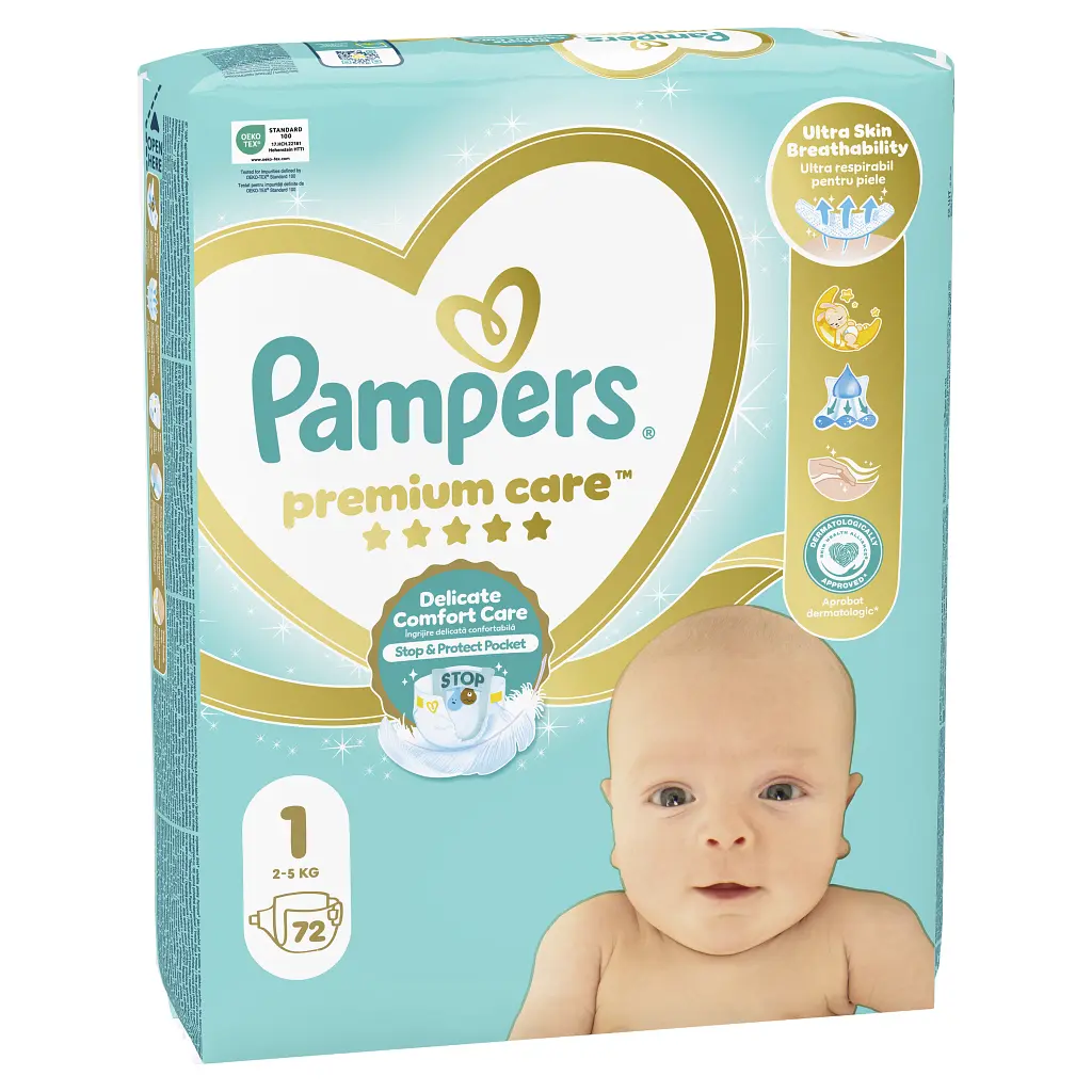 Підгузки Pampers Premium Care Розмір 1 (2-5 кг) 72 шт (8006540858073) - фото 2