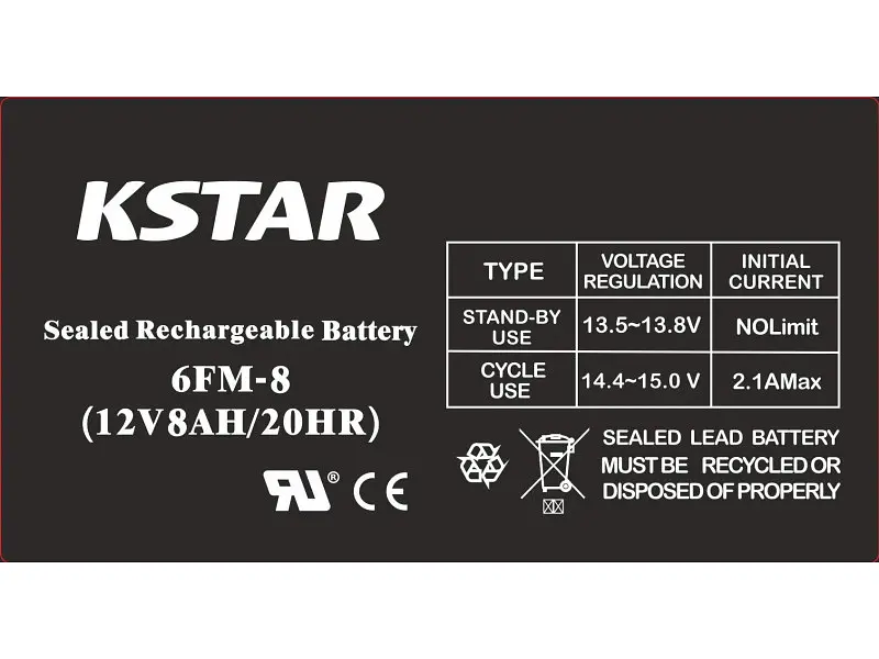 Акумулятор для ДБЖ/інвертора KSTAR 12V 8 Ah (6-FM-8) - фото 2