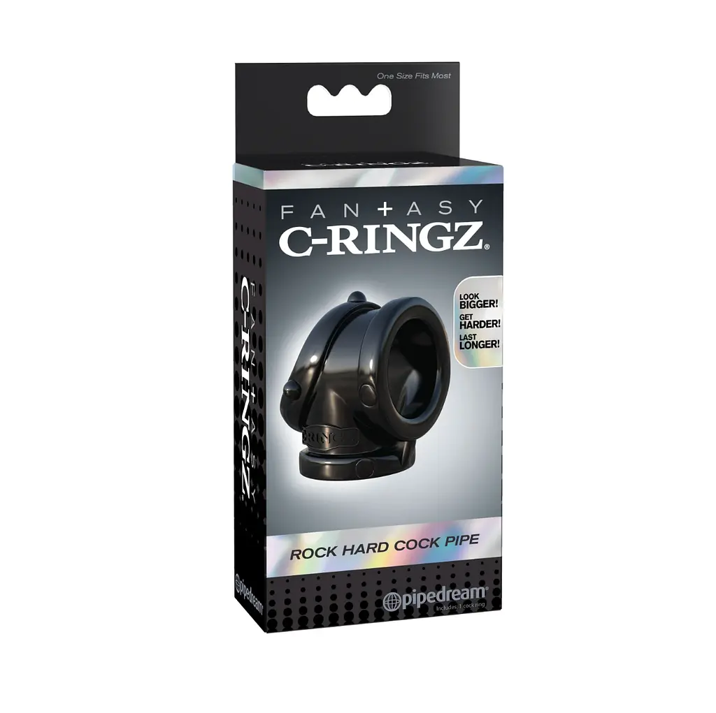 Ерекційне кільце Pipedream Fantasy C-Ringz Rock Hard Cock Pipe, 7 см (чорний) - фото 2