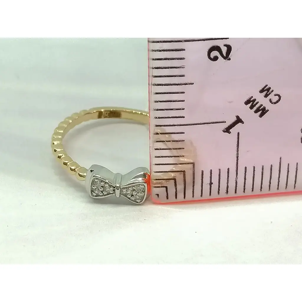 Золоте кільце Харківська ювелірна фабрика Бантик з фіанітами. 700270 15 - фото 5